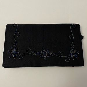 Black clutch hand embroidered